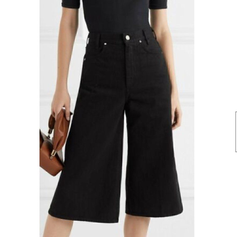 Goldsign The Culottes Painted Black Denim Culottes High rise jeans Brand New!